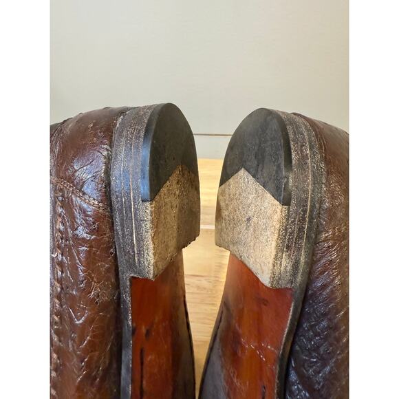 Zelli Made in Italy Ostrich Leather Slip On Loafer Shoes w Tassels Size 8.5 M JL main image 9